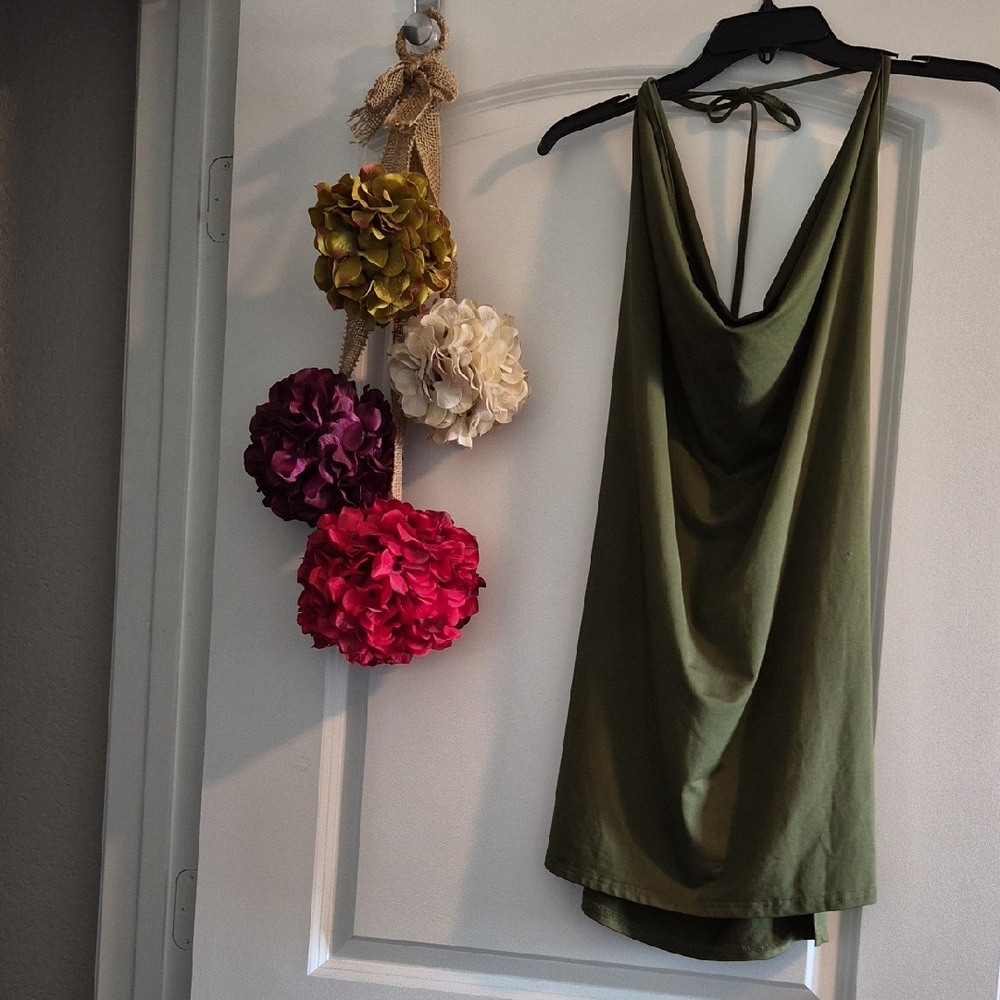 Elegant Olive Green Backless Dress